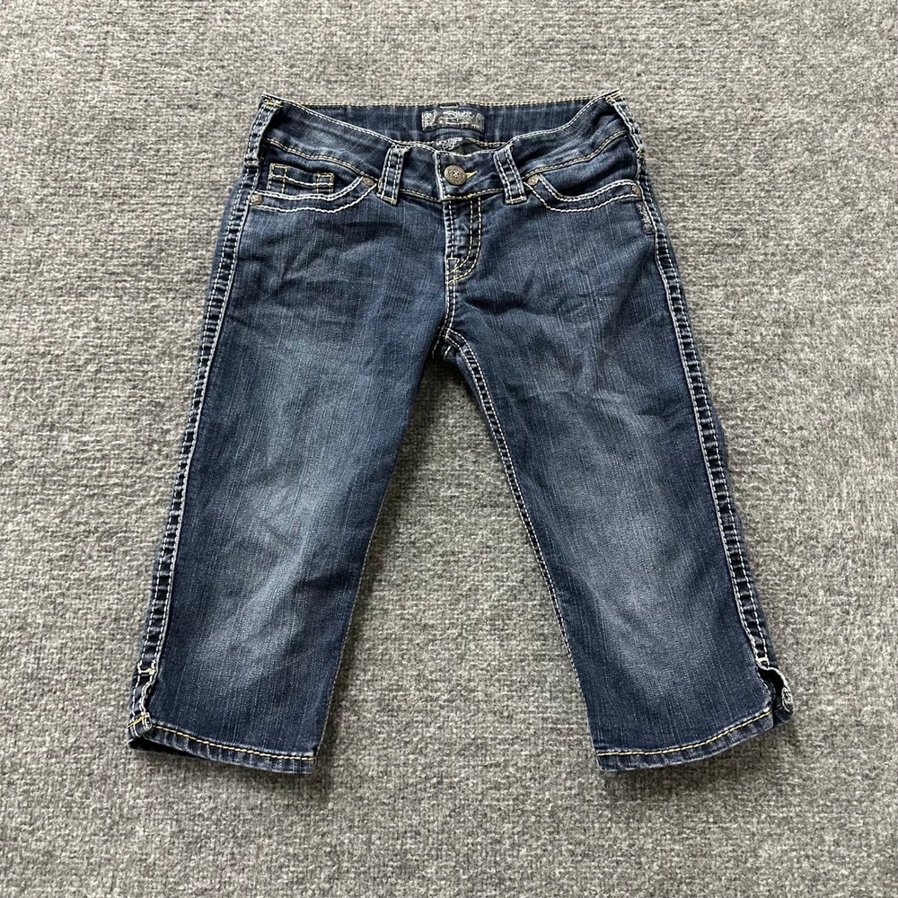 Silver Jeans Co. Crop Jeans Womens Size 28 Blue McKenzie Slim Fit Dark Denim